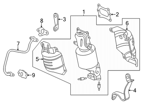2022 Acura MDX Exhaust Manifold Converter, Front Prim Diagram for 18180-61A-A00