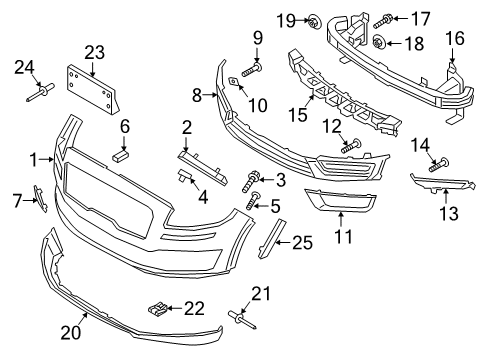 2020 Lincoln Nautilus Front Bumper Reflector Diagram for FA1Z-13A565-D