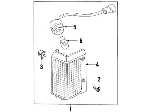 1990 Nissan D21 Bulbs Lamp Assembly-Side Combination, LH Diagram for B6115-01G02