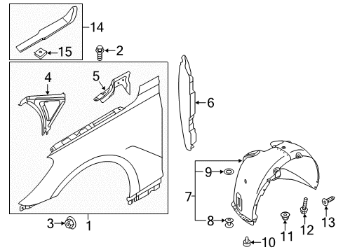 2017 Genesis G90 Fender & Components Clip-Trim Mounting Diagram for 85859B1000
