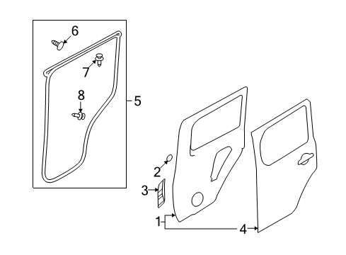 2009 Nissan Cube Rear Door WEATHERSTRIP-Rear RH Diagram for 82831-1FA0A