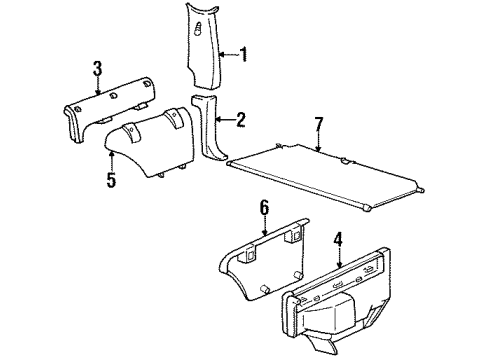 1997 Chevrolet Tahoe Interior Trim - Quarter Panels Panel Asm-Body Side Trim *Neutral)(Pai Diagram for 15729736