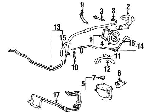 1996 Hyundai Elantra P/S Pump & Hoses, Steering Gear & Linkage Tube & Hose Assembly-Return Diagram for 57560-29000