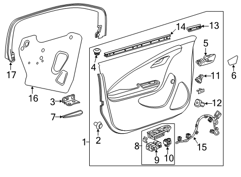 2012 Chevrolet Volt Interior Trim - Front Door Switch Diagram for 22807642