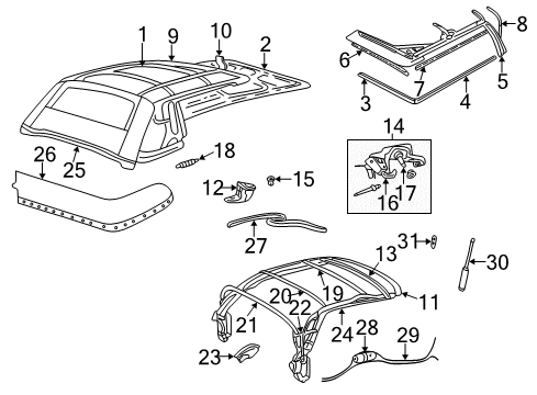 2004 Chrysler Sebring Top Cover & Components WEATHERSTRIP-Folding Top Side Rail Diagram for 5056041AB