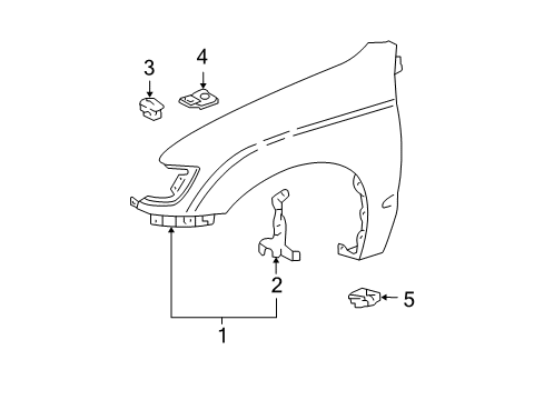 1998 Toyota Tacoma Fender & Components Fender Diagram for 53812-04070