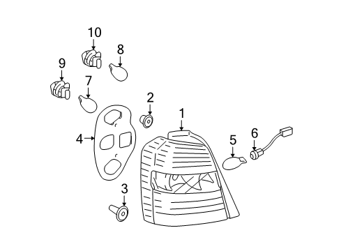 2007 Toyota Highlander Bulbs Combo Lamp Assembly Diagram for 81551-48130