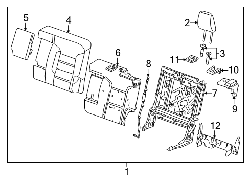 2021 GMC Acadia Rear Seat Components Release Handle Diagram for 84652235