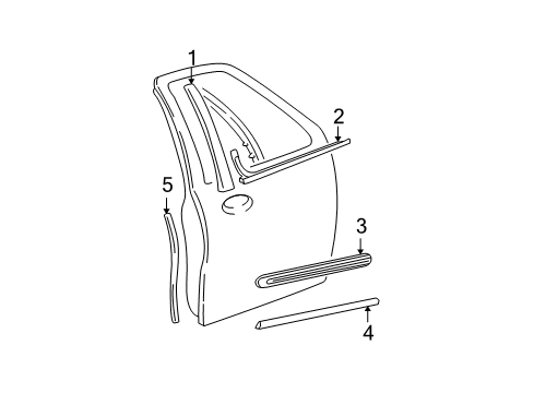 2000 Ford Expedition Exterior Trim - Front Door Body Side Molding Diagram for 1L1Z-7820878-BAPTM