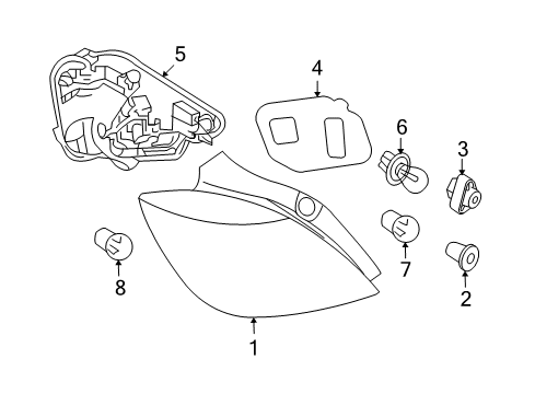 2008 Saturn Astra Bulbs Lamp, Tail Diagram for 93191442