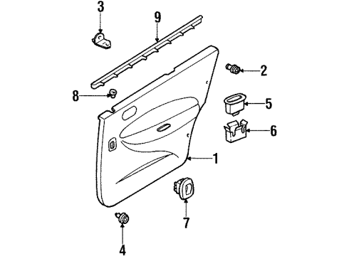 1997 Mercury Tracer Interior Trim - Rear Door Belt Weatherstrip Diagram for F7CZ-5425861-AA