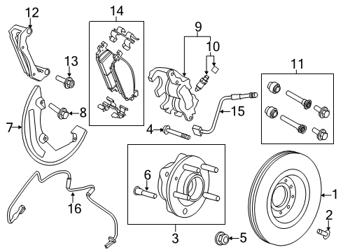 2013 Lincoln MKT Brake Components Caliper Support Diagram for DG1Z-2B293-C