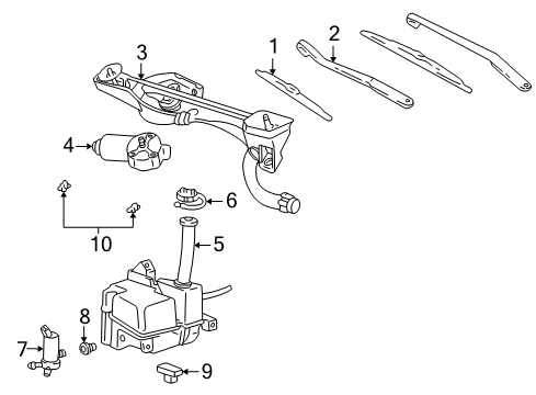 2004 Lincoln LS Wiper & Washer Components Motor & Linkage Diagram for 4W4Z-17508-A