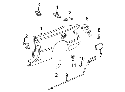 2000 Toyota Solara Fuel Door Quarter Panel Protector Diagram for 58747-06010