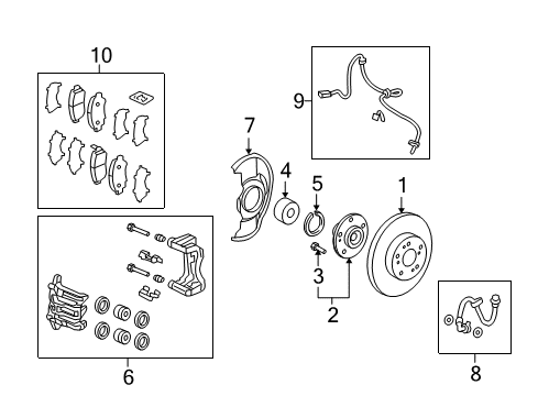 2007 Honda CR-V Front Brakes Set, Front Brake Hose Diagram for 01465-SWA-020