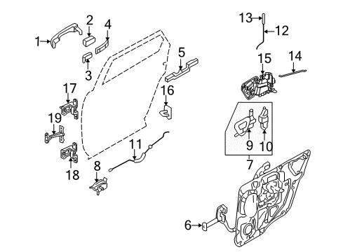 2008 Ford Taurus Rear Door Handle, Inside Diagram for 8G1Z-5421818-A