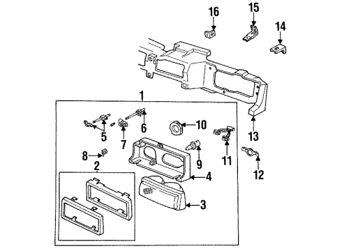 1987 Oldsmobile Calais Headlamps Adjustment Amplitude Modulation-Headlamp Horz Diagram for 16511143