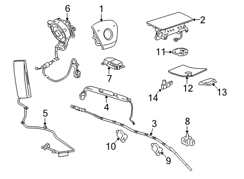 2013 Cadillac Escalade ESV Air Bag Components Passenger Inflator Module Diagram for 22744318