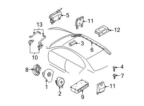 2004 BMW 530i Air Bag Components Sensor, B-Pillar Left Diagram for 65776974364