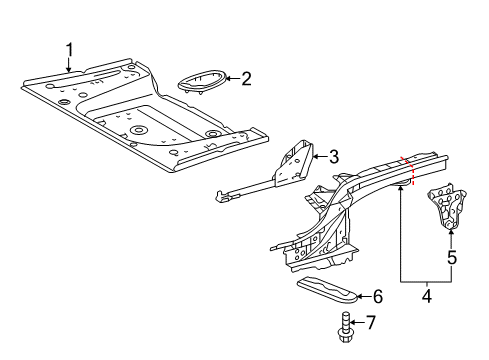 2013 Scion iQ Rear Body - Floor & Rails Side Support Diagram for 51106-74010