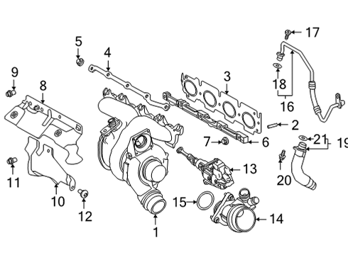 2021 Toyota GR Supra Turbocharger Turbocharger Diagram for 17201-WAA08