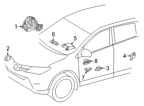 2018 Toyota RAV4 Air Bag Components Side Sensor Diagram for 89831-0R080