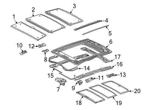 2006 Lexus RX330 Sunroof Frame, Sliding Roof Housing, Center Diagram for 63235-48030