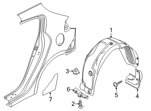 2017 Kia Forte5 Exterior Trim - Quarter Panel Guard Assembly-Rear Wheel Diagram for 86822B0500