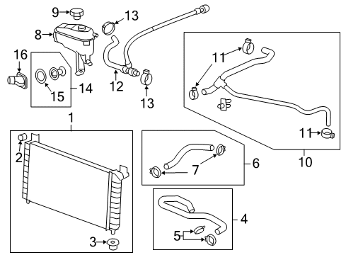 2012 GMC Sierra 2500 HD Radiator & Components Radiator Diagram for 84179524