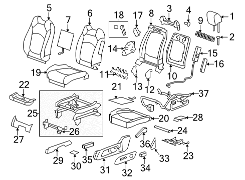 2010 Buick Enclave Driver Seat Components Plate-Driver Seat Adjuster Switch Mount *Medium Duty Titanium Diagram for 20781916