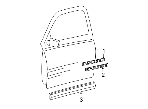 2009 Dodge Ram 2500 Exterior Trim - Front Door Molding-Front Door Diagram for 55077174AC