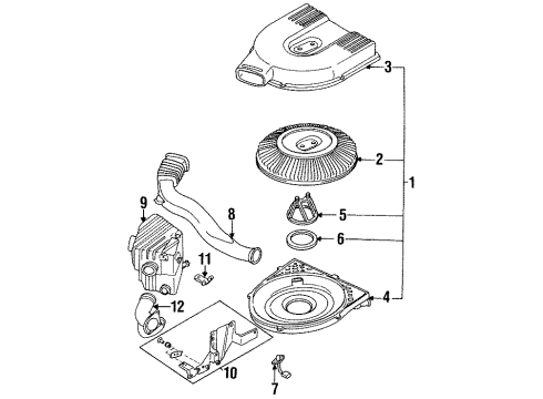 1996 Nissan Pickup Powertrain Control Air Cleaner Assembly Diagram for 16500-86G50