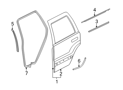 2006 Jeep Commander Rear Door Seal-Rear Door Diagram for 55396712AD