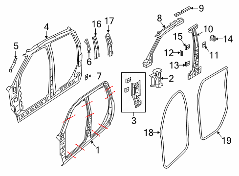 2019 Ram 3500 Uniside Front Door Mounted Diagram for 55112356AG