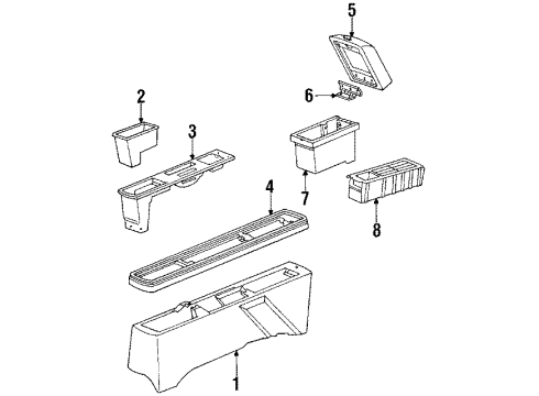 1984 Buick Century Console Hinge Asm-Front Floor Console Rear Compartment Door Diagram for 14031868
