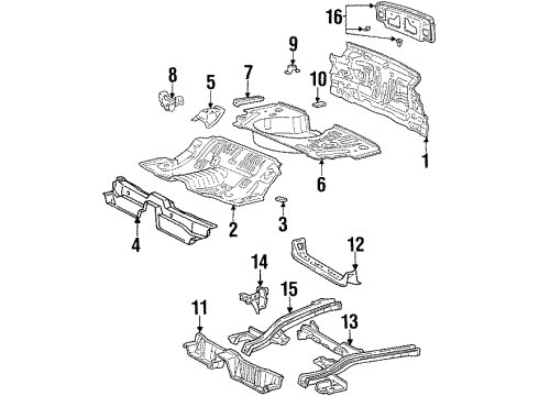 1991 Toyota Celica Rear Body Rear Floor Pan Diagram for 58311-20280