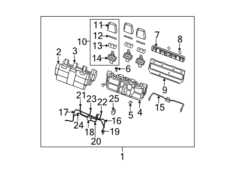 Diagram for 2008 Nissan Quest Rear Seat Components 