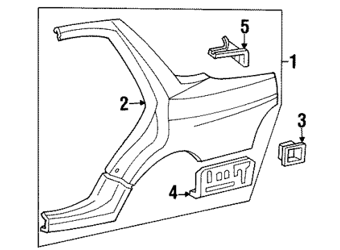 1987 Acura Legend Quarter Panel & Components Adapter, Fuel Cap Diagram for 63915-SD4-660ZZ