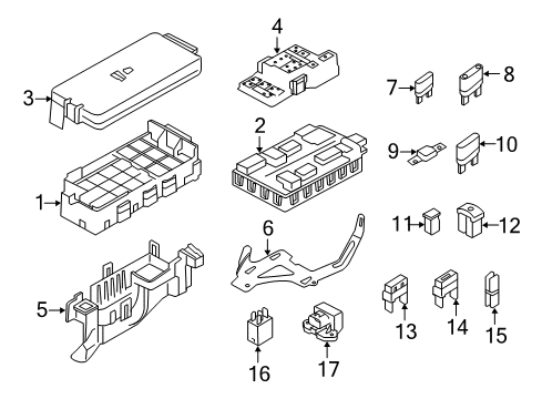 2009 Lincoln MKS Fuse & Relay Junction Block Bracket Diagram for 8G1Z-14A254-A