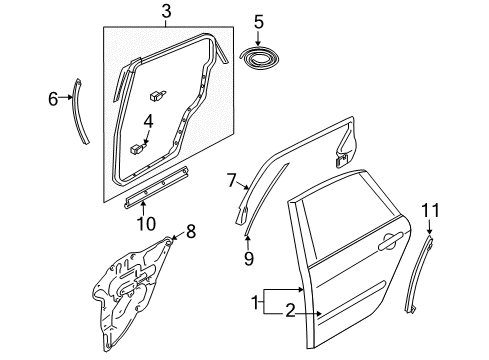 2010 Infiniti M45 Rear Door WEATHERSTRIP-Rear R Diagram for 82831-EG00A