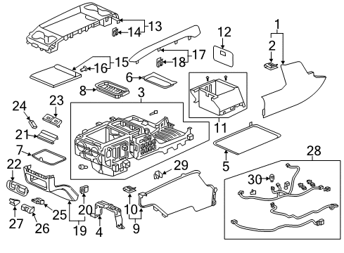 2018 Honda Odyssey Center Console Mat, Console Box Diagram for 83402-THR-A11