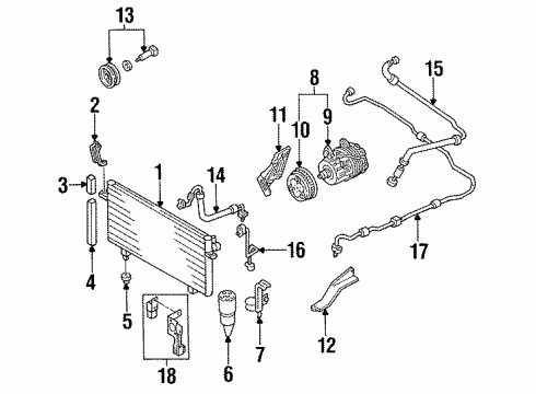 1996 Infiniti J30 Air Conditioner Pipe-Cooler, CONDENSER To Tank Diagram for 92446-10Y00
