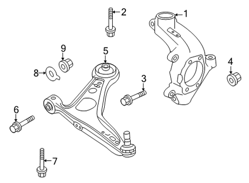 2021 Nissan Rogue Front Suspension Components Knuckle Spindle-RH Diagram for 40014-6RR0A