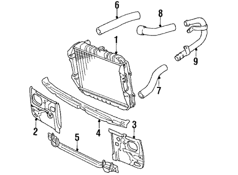 1992 Toyota Pickup Radiator & Components Lock Support Diagram for 53217-89108