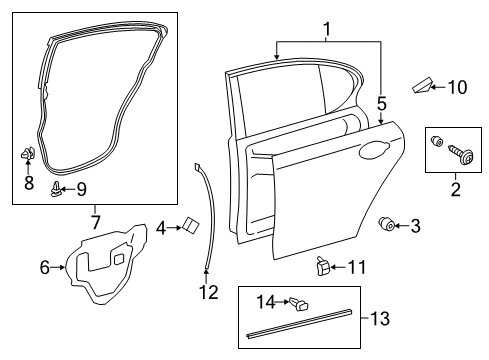 2015 Lexus GS350 Rear Door WEATHERSTRIP, Rear Door Diagram for 67872-30320