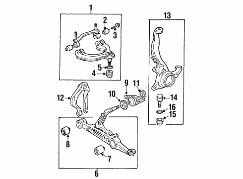 1993 Honda Civic del Sol Front Suspension Components Bush, Front Arm (Lower) Diagram for 51392-SR3-024
