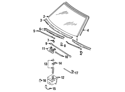 1986 Nissan Maxima Windshield Glass Pivot Assembly-WIPER NO2 Diagram for B8860-01E00