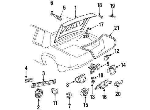 1993 Cadillac Seville Trunk Weatherstrip Asm-Rear Compartment Lid Diagram for 25634734