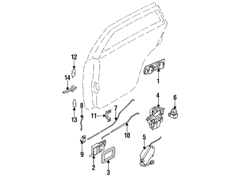 1985 Nissan Maxima Rear Door - Hardware Rear Door Outside Handle Assembly Left Diagram for 82605-04E20