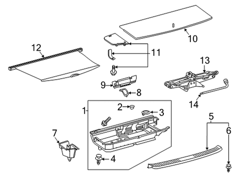 2022 Toyota Highlander Interior Trim - Rear Body Rear Compartment Bracket Diagram for 58416-33020-C1